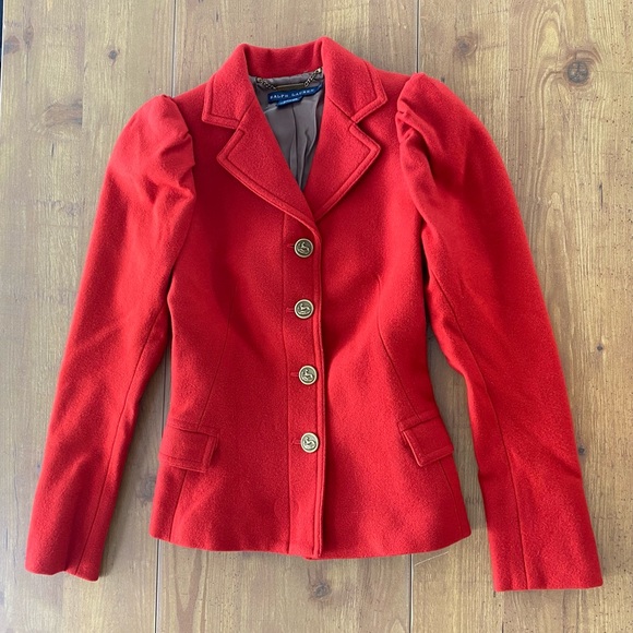 Ralph Lauren Gorgeous Single Breasted Pea Coat Red